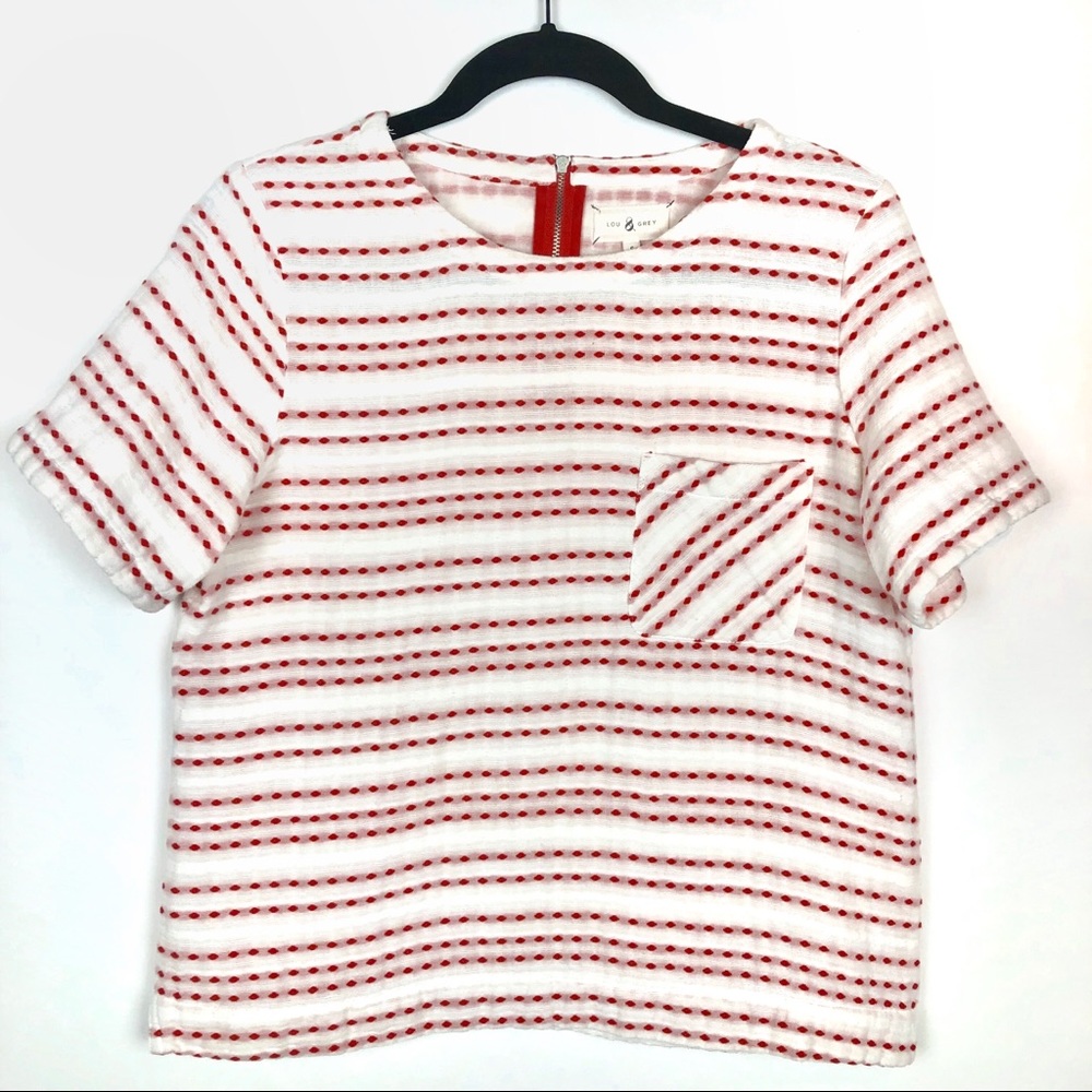 Lou & Grey White Red Stripe Cotton Tee Shirt. S